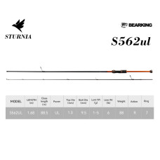 Удилище BearKing Sturnia S562UL 1.68m