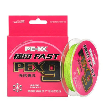 9-ти жильный плетёный шнур Tsurinoya Fast PE X9 0.148 #0.8 (100 метров) цвет Green