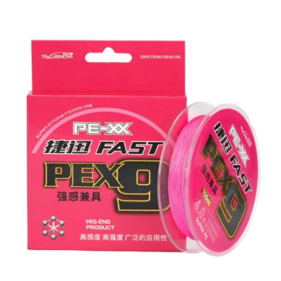 9-ти жильный плетёный шнур Tsurinoya Fast PE X9 0.148 #0.8 (100 метров) цвет Pink