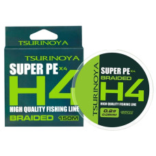 4-х жильный плетёный шнур Tsurinoya Super PE X4 H4 0.08 #0.2 (150 метров) цвет Green