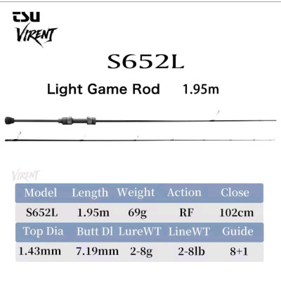 Удилище Tsurinoya Virent Light Game S652L 1.95m