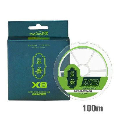 8-ми жильный плетёный шнур Tsurinoya Super PE H8 X8 0.128 #0.6 (100 метров) цвет Green